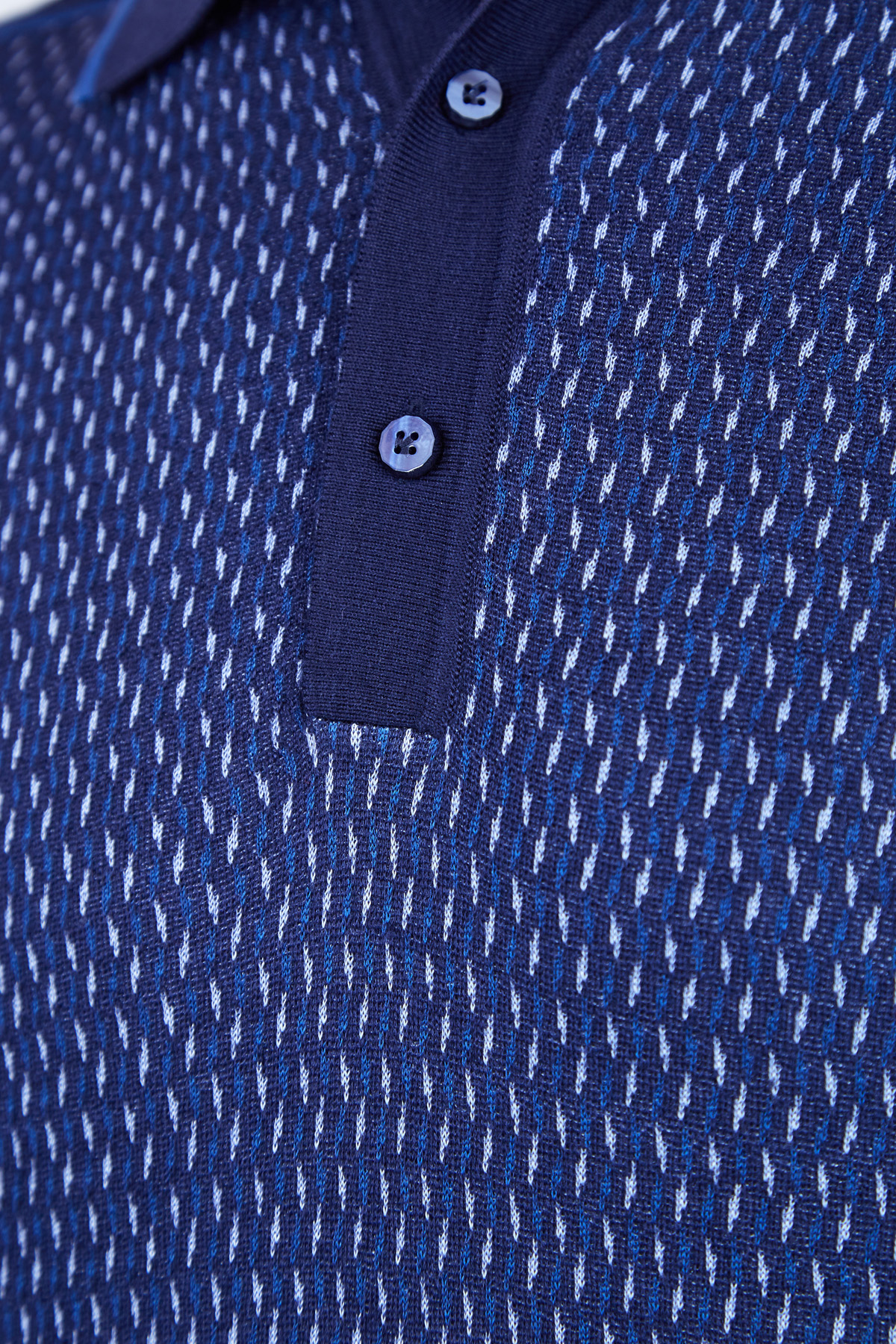 Джемпер-поло из кашемира и шелка с воротом на молнии BERTOLO CASHMERE, цвет синий, размер 46;48 - фото 5